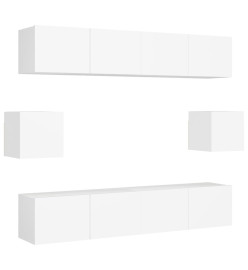 Ensemble de meuble TV 6 pcs Blanc Aggloméré