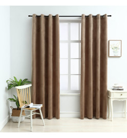 Rideaux occultants avec anneaux 2 pcs Velours Beige 140x245 cm