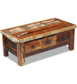 Table basse à tiroirs 90 x 45 x 35 cm Bois de récupération