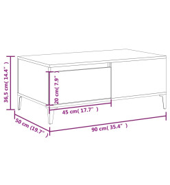 Table basse Blanc brillant 90x50x36,5 cm Bois d'ingénierie