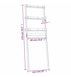 Étagère de toilette Blanc 63,5x32x179 cm Bois de pin massif