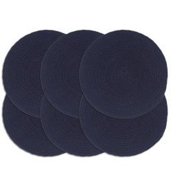 Napperons 6 pcs Bleu marine Plain 38 cm Rond Coton