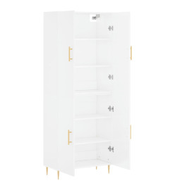 Buffet haut Blanc brillant 69,5x34x180 cm Bois d'ingénierie