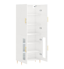 Buffet haut Blanc brillant 69,5x34x180 cm Bois d'ingénierie