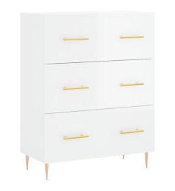 Buffet haut Blanc brillant 69,5x34x180 cm Bois d'ingénierie