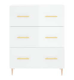 Buffet haut Blanc brillant 69,5x34x180 cm Bois d'ingénierie