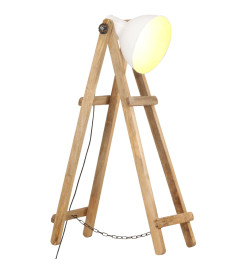 Lampadaire Blanc E27 Bois de manguier massif