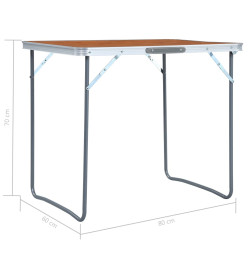 Table pliable de camping avec cadre en métal 80x60 cm