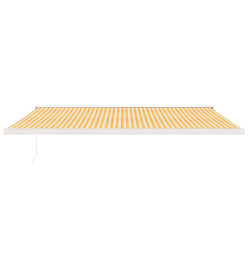 Auvent rétractable jaune et blanc 5x3 m tissu et aluminium