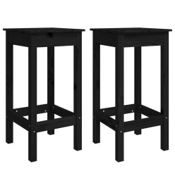 Ensemble de bar 3 pcs Noir Bois de pin massif