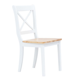 Ensemble de salle à manger 5 pcs Bois d'hévéa Blanc et marron