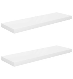 Étagère murale flottante 2 pcs Blanc brillant 80x23,5x3,8cm MDF