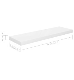 Étagère murale flottante 2 pcs Blanc brillant 80x23,5x3,8cm MDF