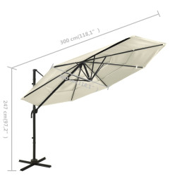 Parasol à 4 niveaux avec mât en aluminium Sable 3x3 m