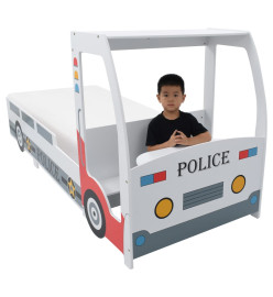 Lit voiture de police avec matelas pour enfants 90x200cm 7 Zone