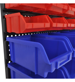 Jeu de paniers muraux de stockage Plastique 30pcs Bleu et rouge