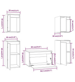 Meubles TV 5 pcs Gris Bois massif de pin