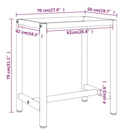 Cadre de banc de travail Noir et rouge mat 70x50x79 cm Métal