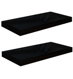 Étagère murale flottante 2 pcs Noir brillant 50x23x3,8 cm MDF