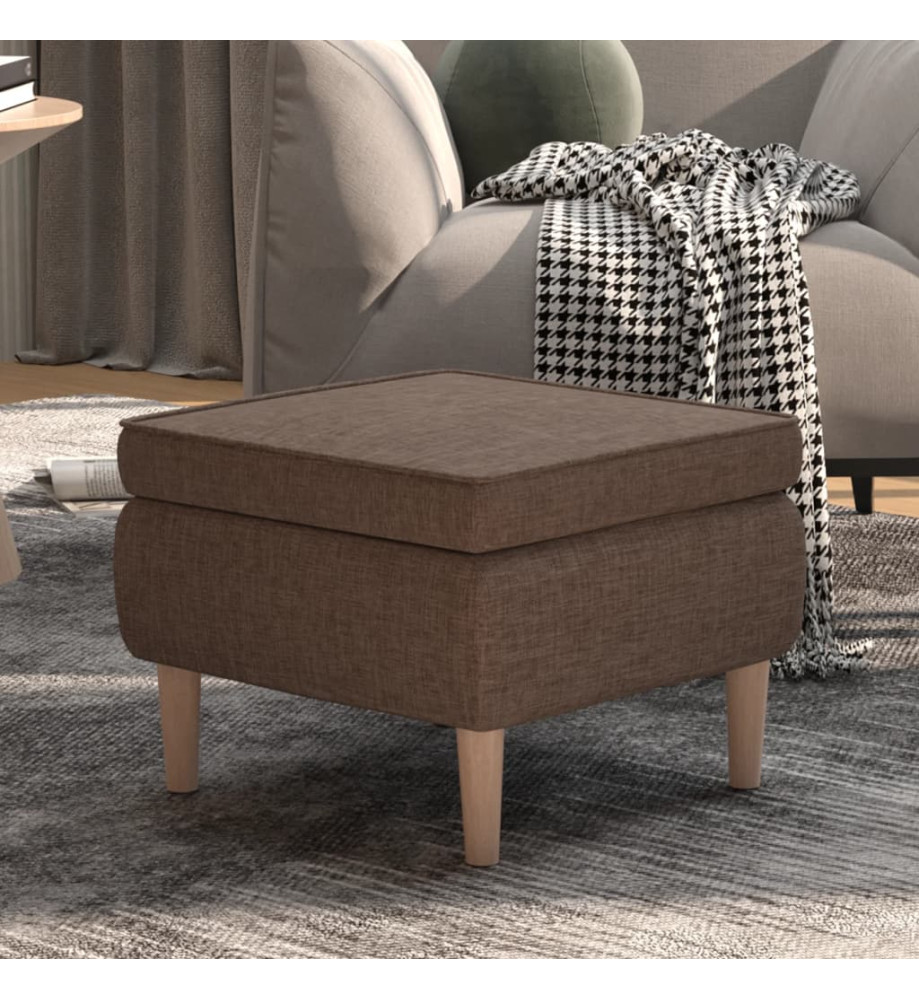 Tabouret avec pieds en bois Taupe Tissu