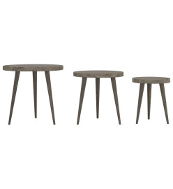 Ensemble de tables d'appoint 3 pcs Gris MDF et fer