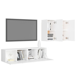 Ensemble de meuble TV 4 pcs Blanc Aggloméré