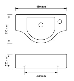 Vasque à trou pour robinet céramique Blanc pour salle de bain