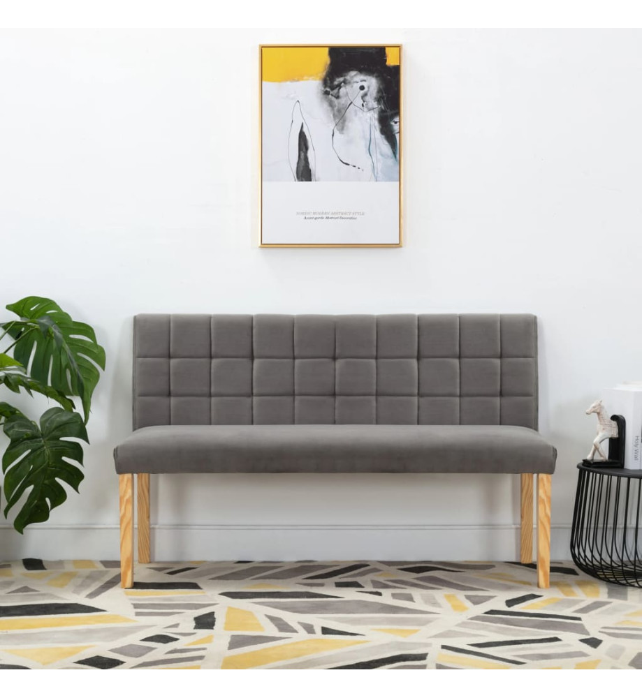 Banc 140 cm Gris Velours