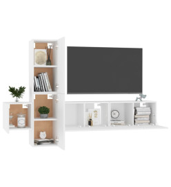 Ensemble de meubles TV 5 pcs Blanc Aggloméré