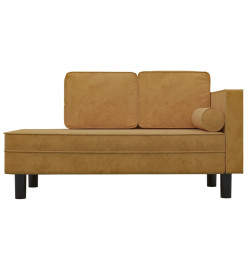 Chaise longue avec coussins et traversin marron velours