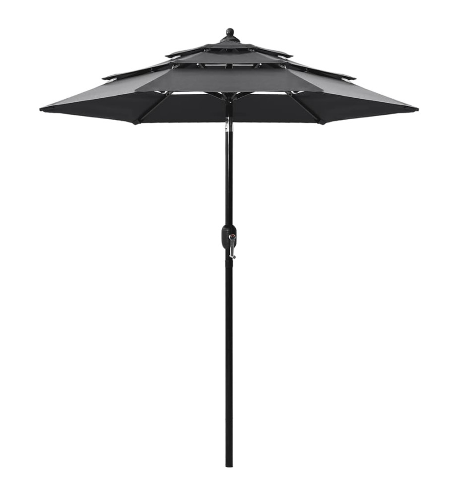 Parasol à 3 niveaux avec mât en aluminium Anthracite 2 m