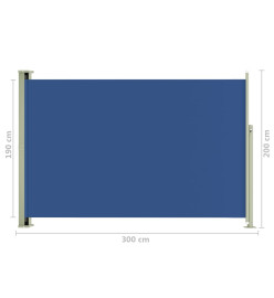 Auvent latéral rétractable de patio 200x300 cm Bleu