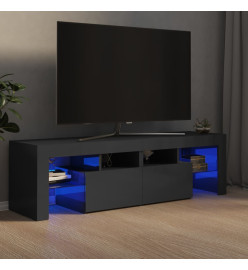 Meuble TV avec lumières LED Gris brillant 140x36,5x40 cm