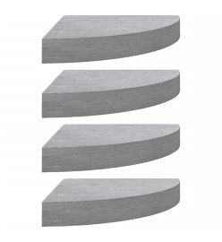 Étagères d'angle murales 4 pcs Gris béton 25x25x3,8 cm MDF