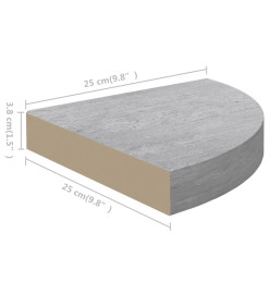 Étagères d'angle murales 4 pcs Gris béton 25x25x3,8 cm MDF