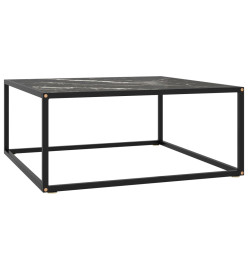 Table basse Noir avec verre marbre noir 80x80x35 cm