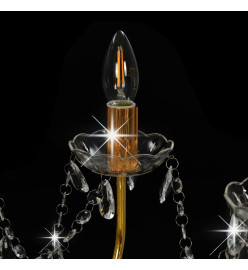 Lustre avec perles Doré 12 ampoules E14