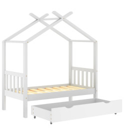 Cadre de lit enfant avec tiroir blanc pin massif 70x140 cm