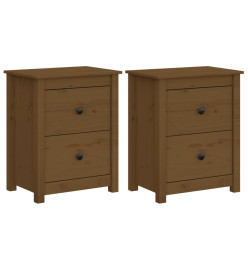 Tables de chevet 2pcs Marron miel 50x35x61,5 cm Bois pin massif