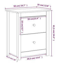 Tables de chevet 2pcs Marron miel 50x35x61,5 cm Bois pin massif