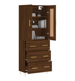 Buffet haut Chêne marron 69,5x34x180 cm Bois d'ingénierie