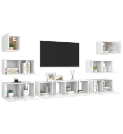 Ensemble de meuble TV 8 pcs Blanc brillant Aggloméré