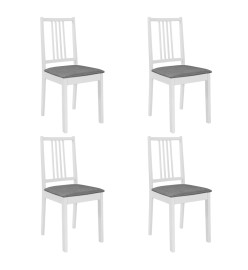 Chaises à manger avec coussins lot de 4 blanc bois solide