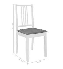 Chaises à manger avec coussins lot de 4 blanc bois solide