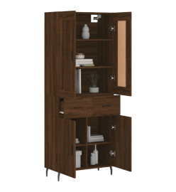 Buffet haut Chêne marron 69,5x34x180 cm Bois d'ingénierie