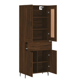 Buffet haut Chêne marron 69,5x34x180 cm Bois d'ingénierie