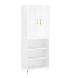 Buffet haut Blanc brillant 69,5x34x180 cm Bois d'ingénierie