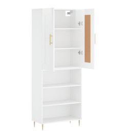 Buffet haut Blanc brillant 69,5x34x180 cm Bois d'ingénierie