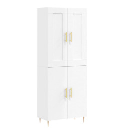 Buffet haut Blanc brillant 69,5x34x180 cm Bois d'ingénierie