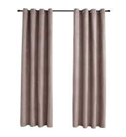 Rideaux occultants avec anneaux en métal 2 pcs Taupe 140x175 cm